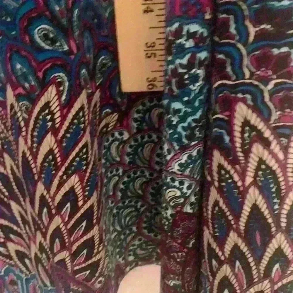 PerSeption Woman’s 2X purple, paisley, peacock tail jeweled a line dress - Picture 6 of 11